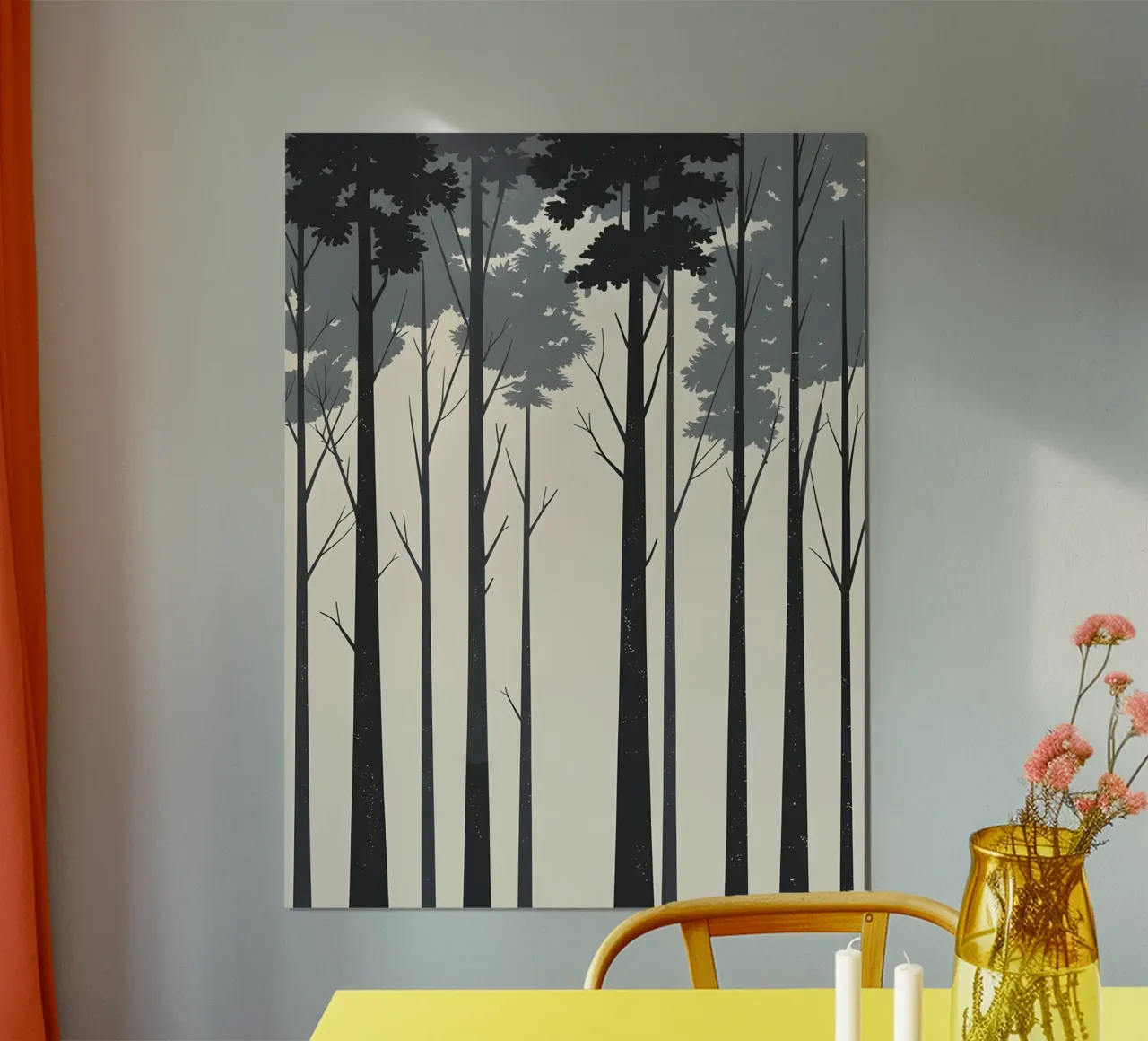 Semplice silhouette della linea del bosco poster con telaio in legno da The Green Room