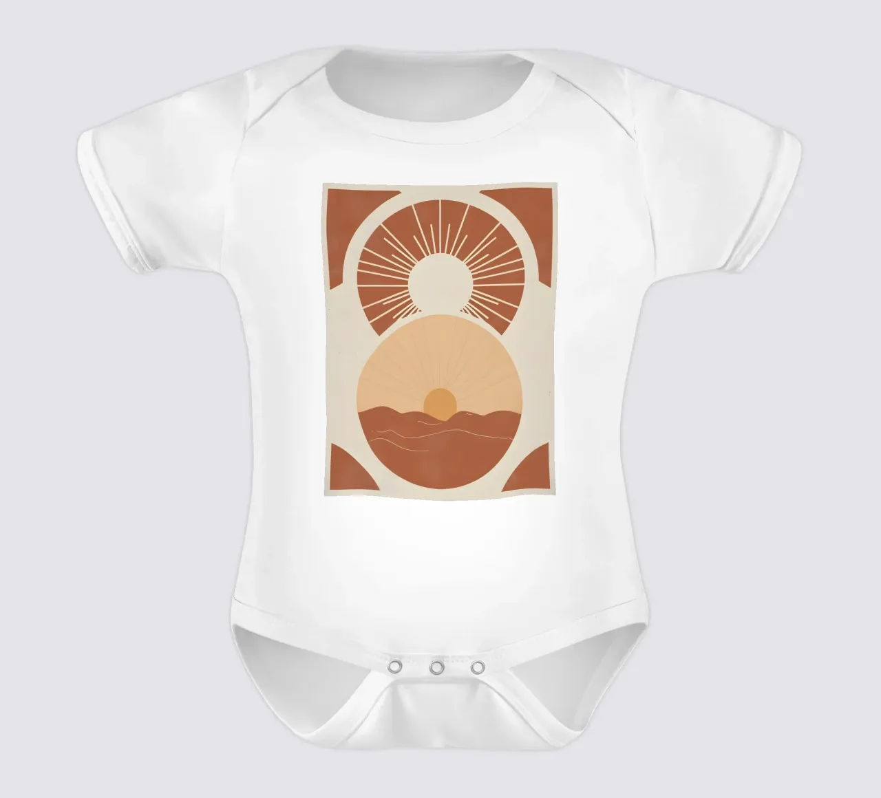 Sole astratto con linee geometriche radianti body neonato maniche corte da Botanical Gallery