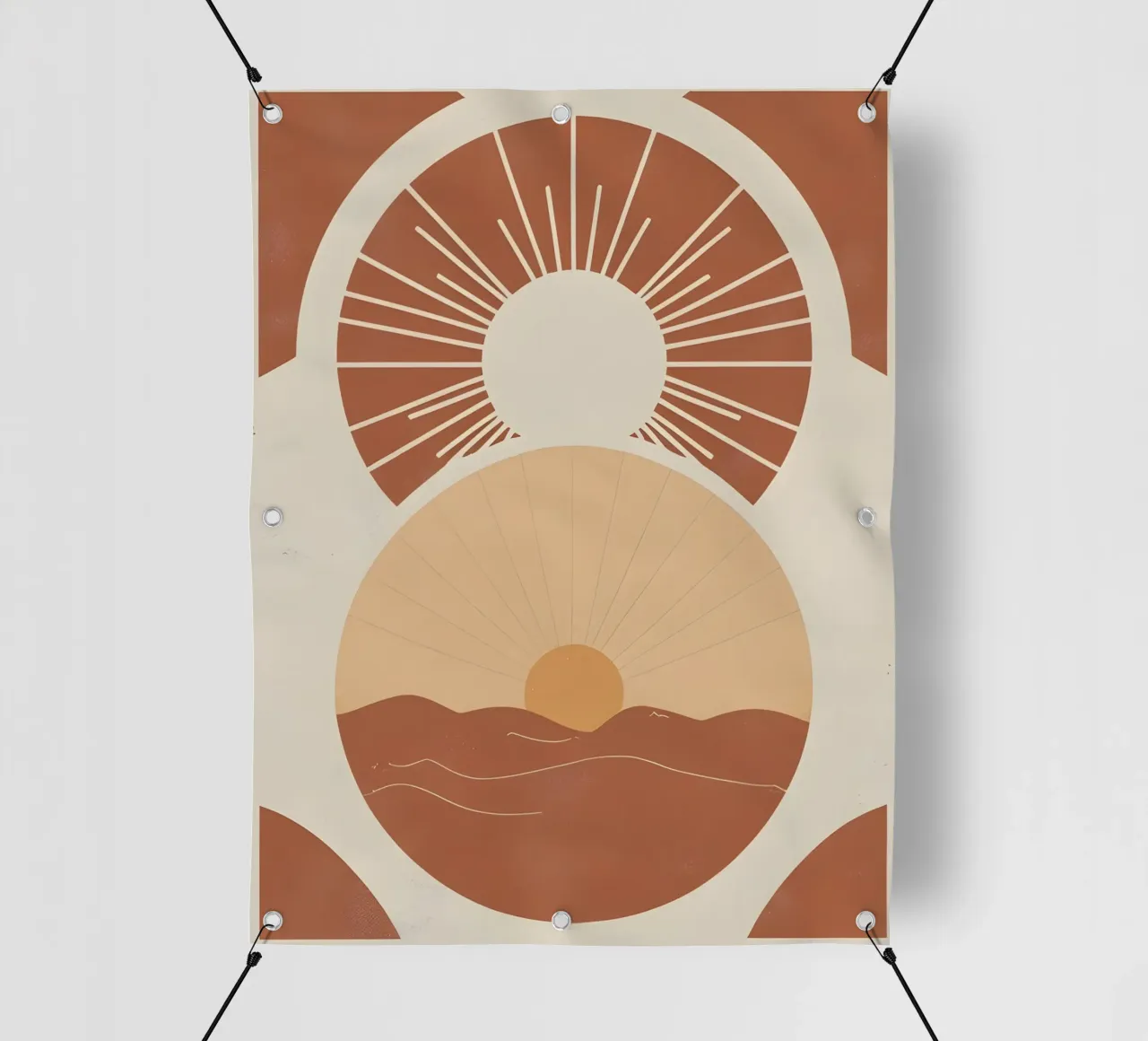 Sole astratto con linee geometriche radianti telo in pvc da Botanical Gallery