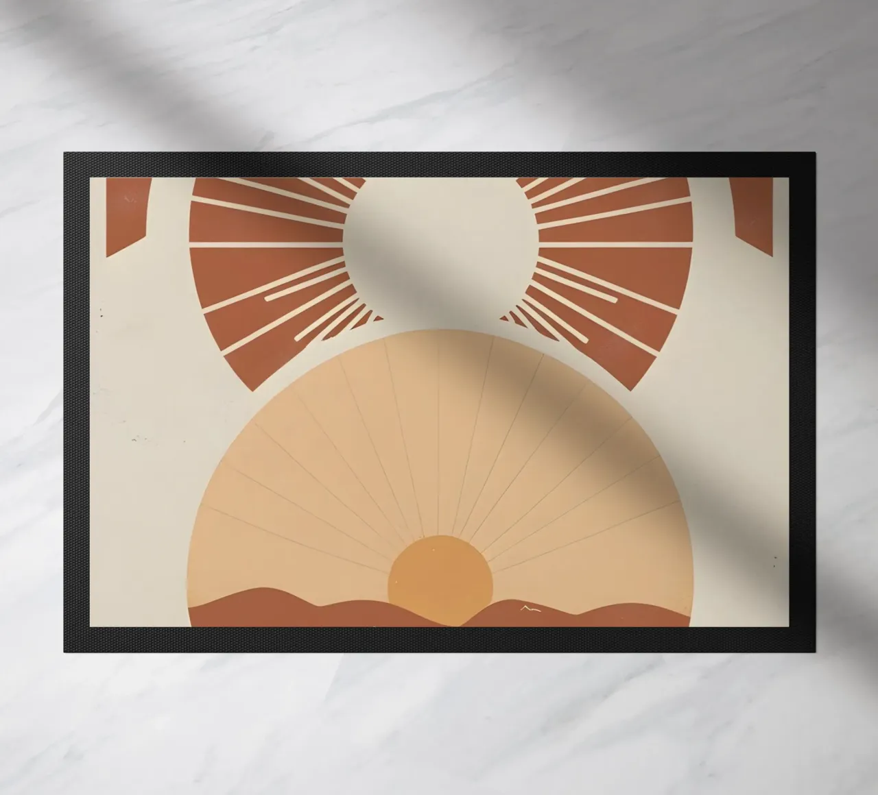 Sole astratto con linee geometriche radianti zerbino da Botanical Gallery