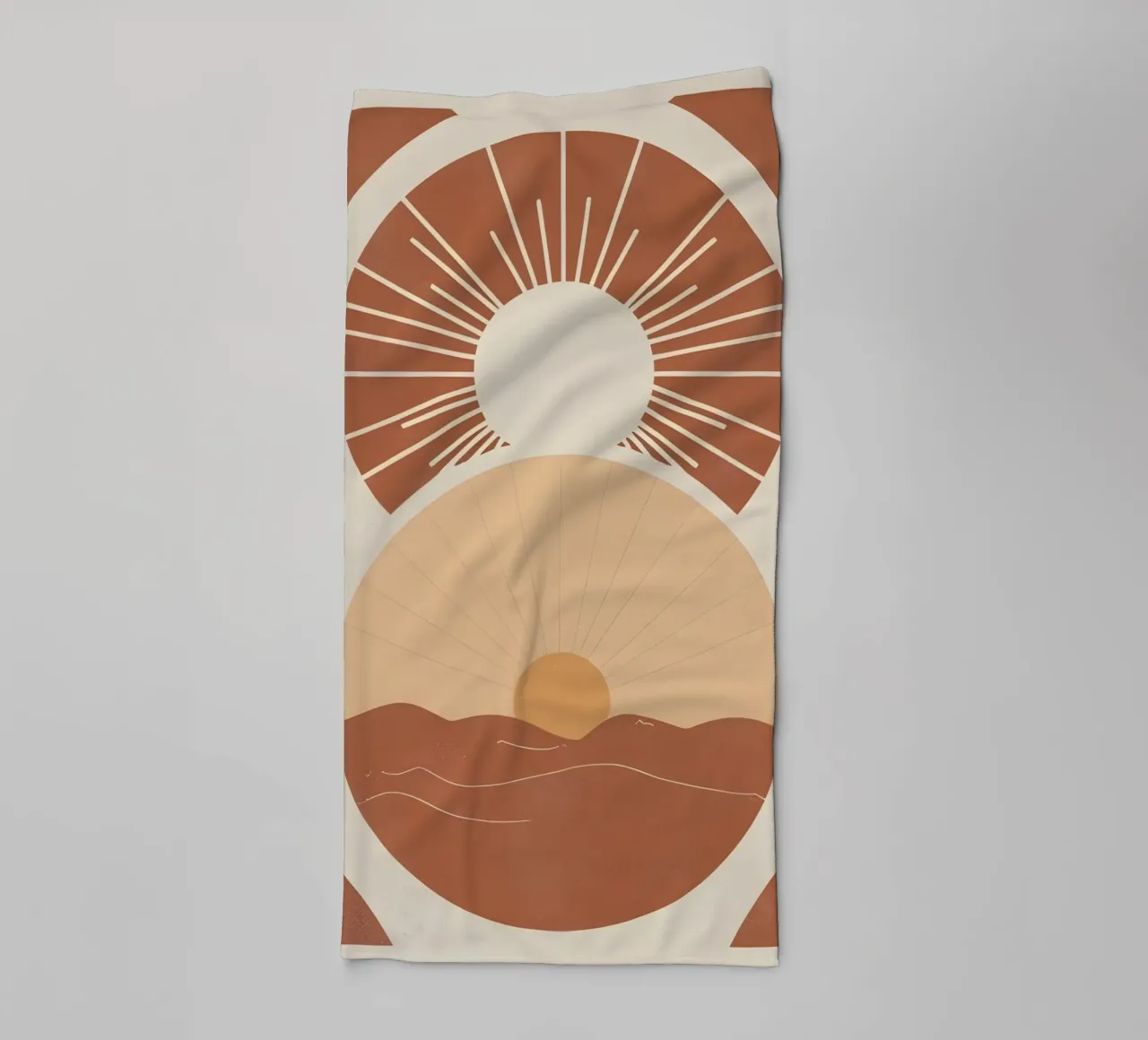 Sole astratto con linee geometriche radianti asciugamano da bagno da Botanical Gallery