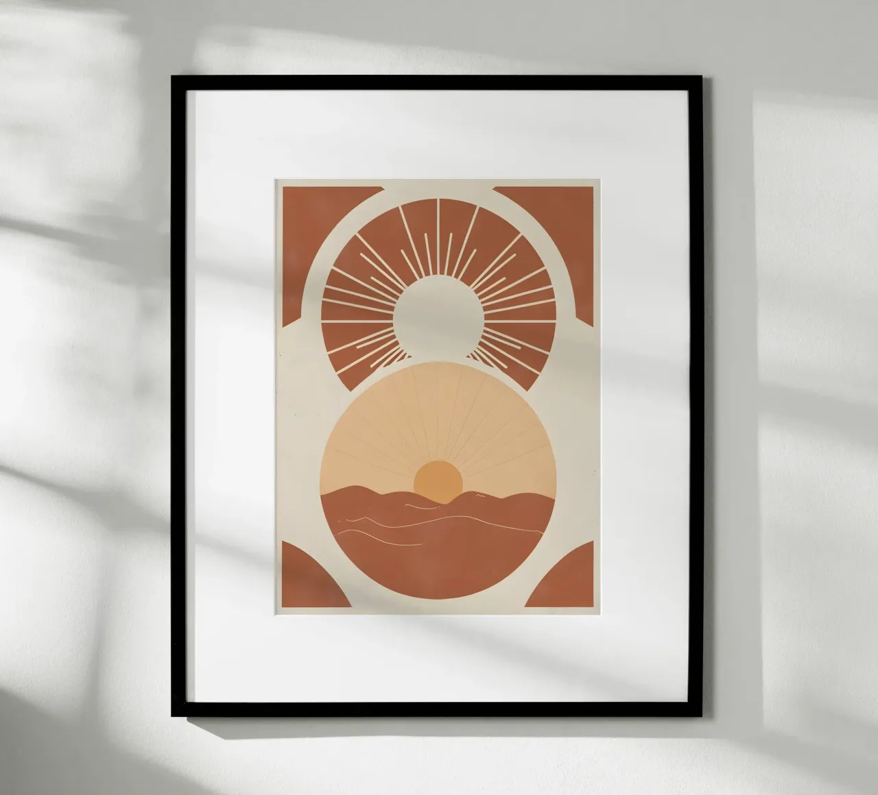 Sole astratto con linee geometriche radianti poster da The Green Room