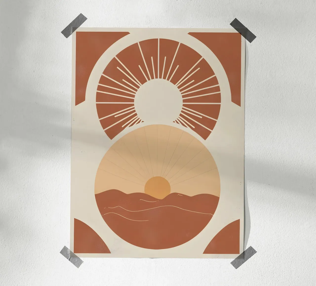 Sole astratto con linee geometriche radianti poster da The Green Room