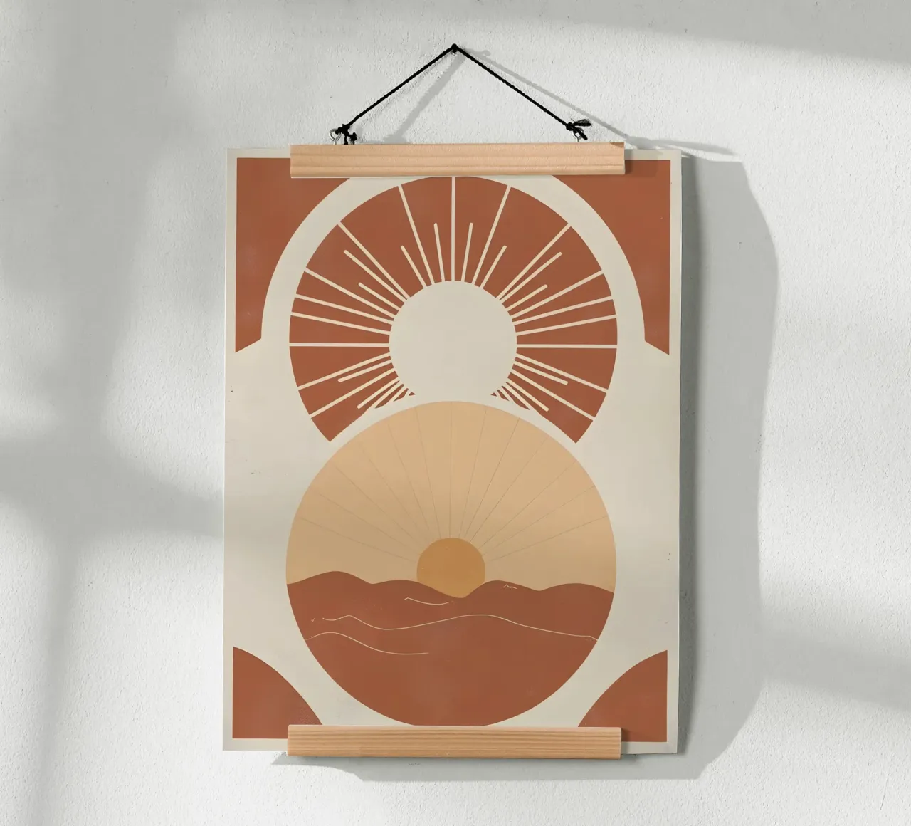 Sole astratto con linee geometriche radianti poster da The Green Room