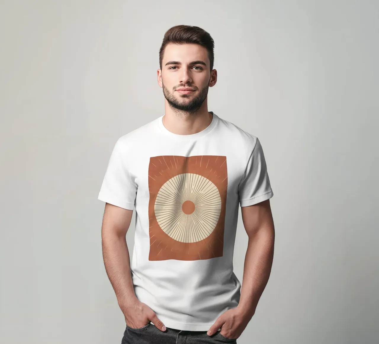 Sole astratto con linee geometriche radianti t-shirt da Botanical Gallery