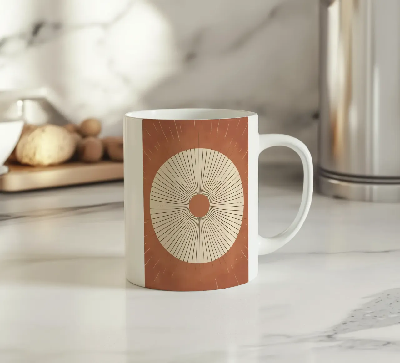 Sole astratto con linee geometriche radianti tazza in ceramica da Botanical Gallery