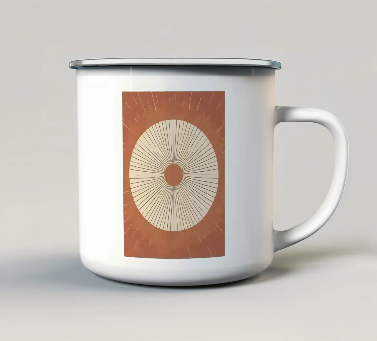 Sole astratto con linee geometriche radianti tazza in smalto da Botanical Gallery
