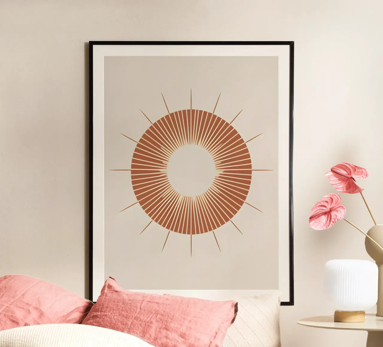 Sole astratto con linee geometriche radianti poster da The Green Room