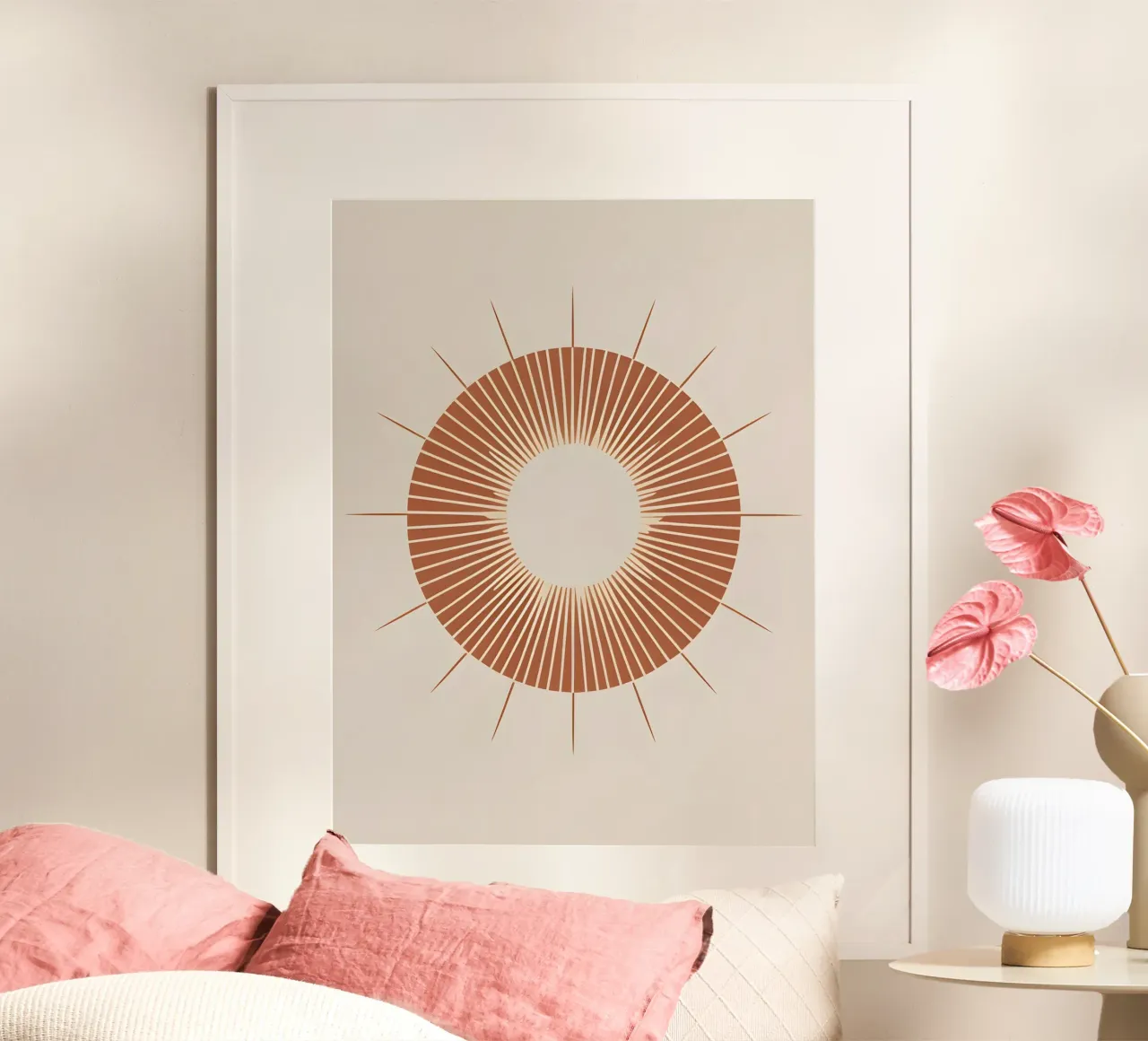 Sole astratto con linee geometriche radianti poster da The Green Room