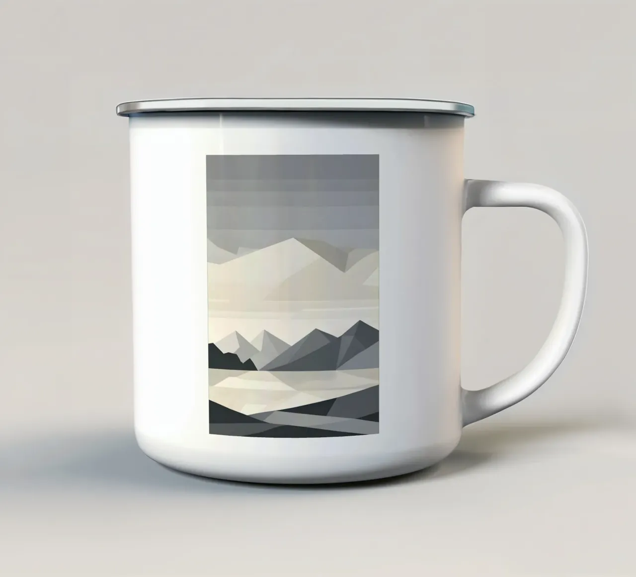 Abstract geometrisch berglandschap silhouet emaille mok van Botanical Gallery