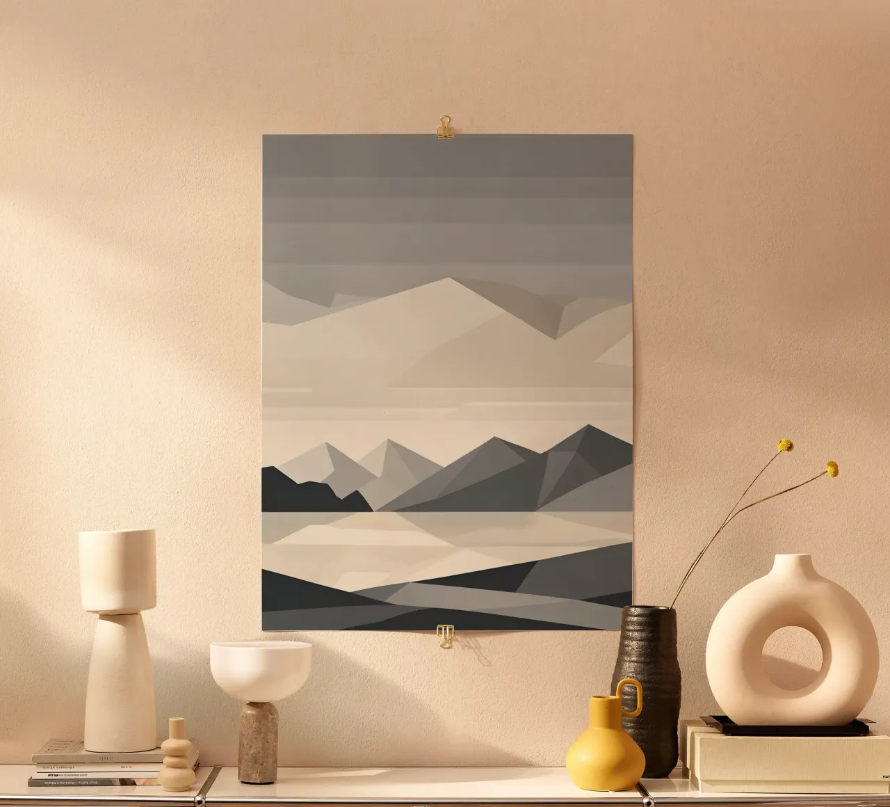 Abstract geometrisch berglandschap silhouet poster van The Green Room