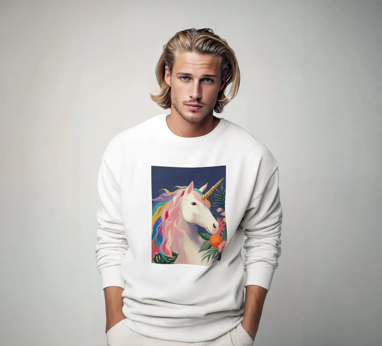 Unicornio en un sueño de flores sudadera de Carinaprint