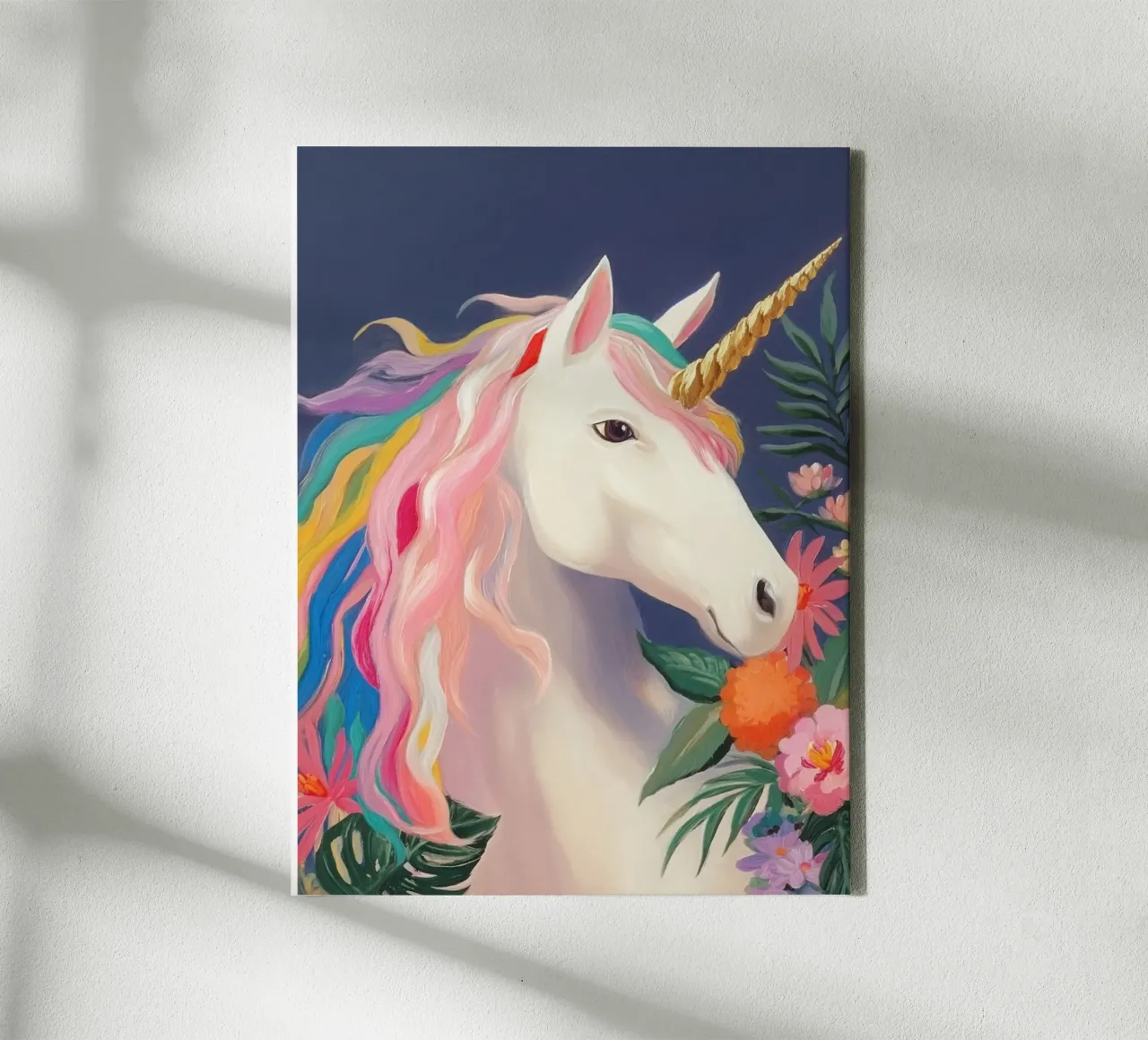 Unicorno in un sogno floreale tela con Cornice a cassetta da Carinaprint