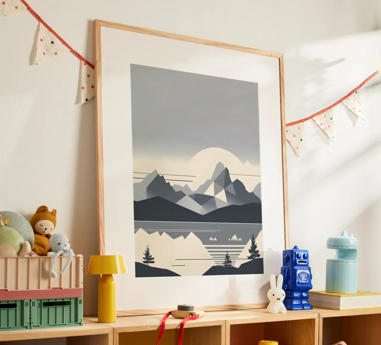 Abstract geometrisch berglandschap silhouet poster van The Green Room