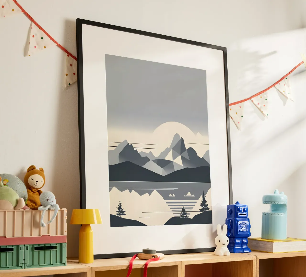 Abstract geometrisch berglandschap silhouet poster van The Green Room