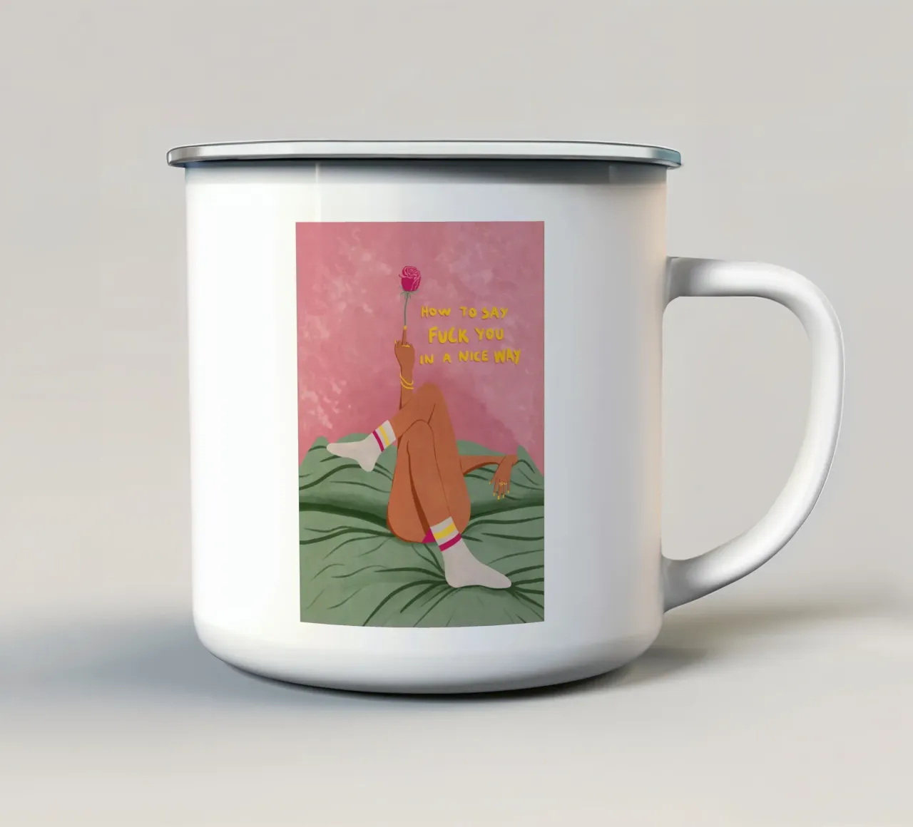 how to say f*uck you in a nice way tazza in smalto da Illustration Raissa Oltmanns