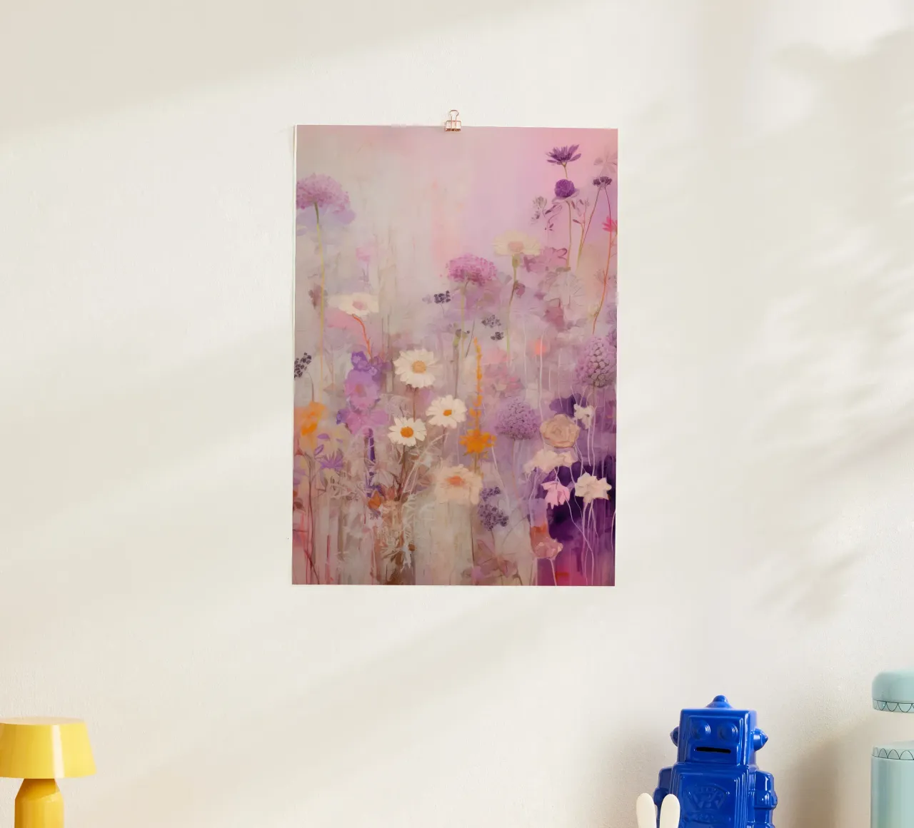 Impression de fleurs colorées, art botanique, affiche florale violette poster de Boheme