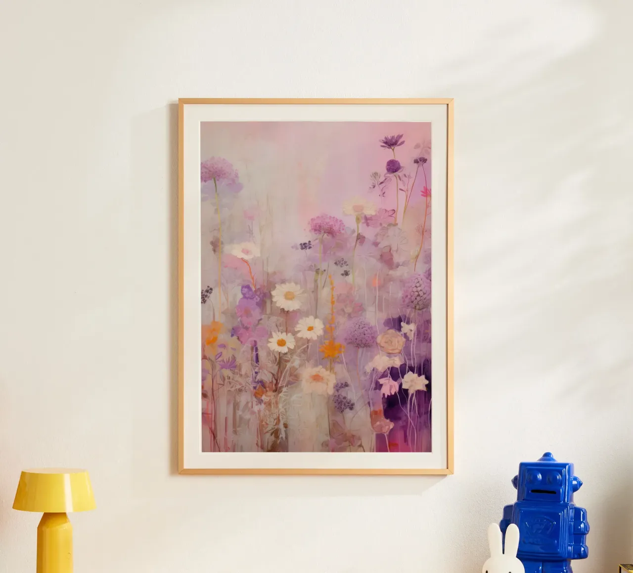 Impression de fleurs colorées, art botanique, affiche florale violette poster de Boheme