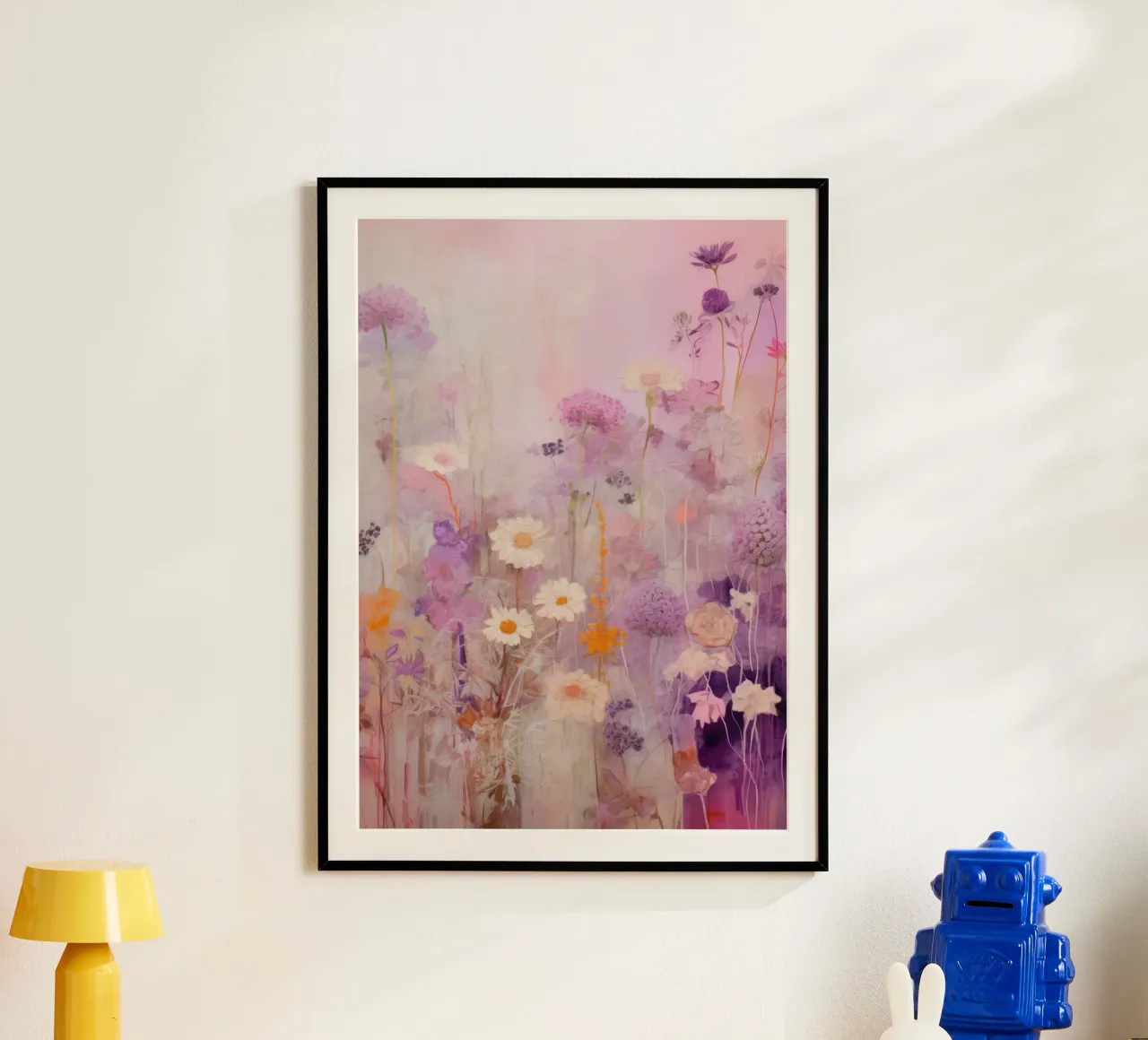 Impression de fleurs colorées, art botanique, affiche florale violette poster de Boheme