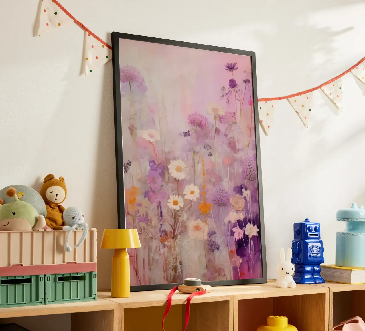 Impression de fleurs colorées, art botanique, affiche florale violette poster de Boheme