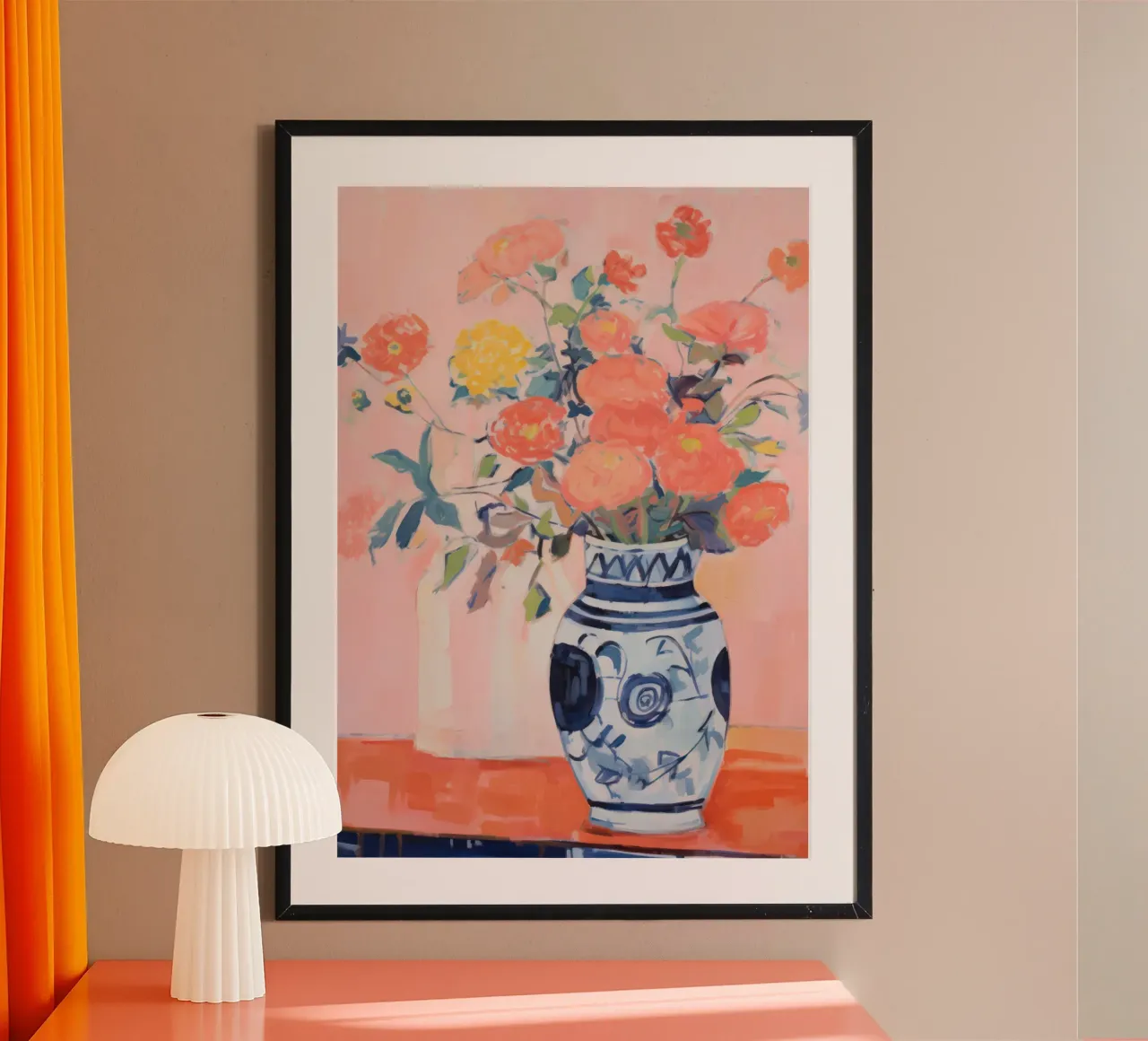 Abstrakte Blumen in Vase, Botanischer Blumendruck Poster von Boheme