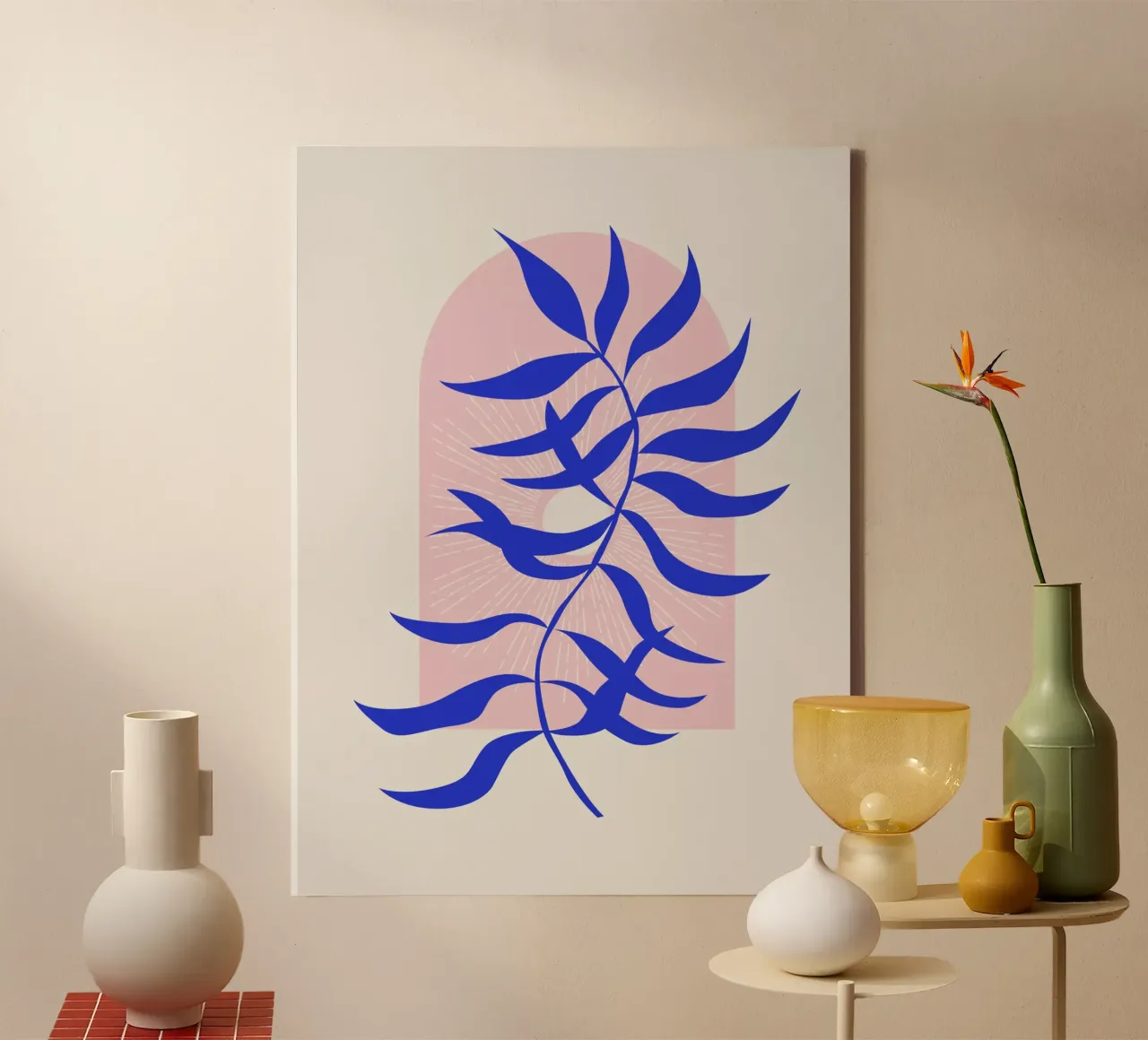 Boho window arch canvas with Floater frame by Little Dean