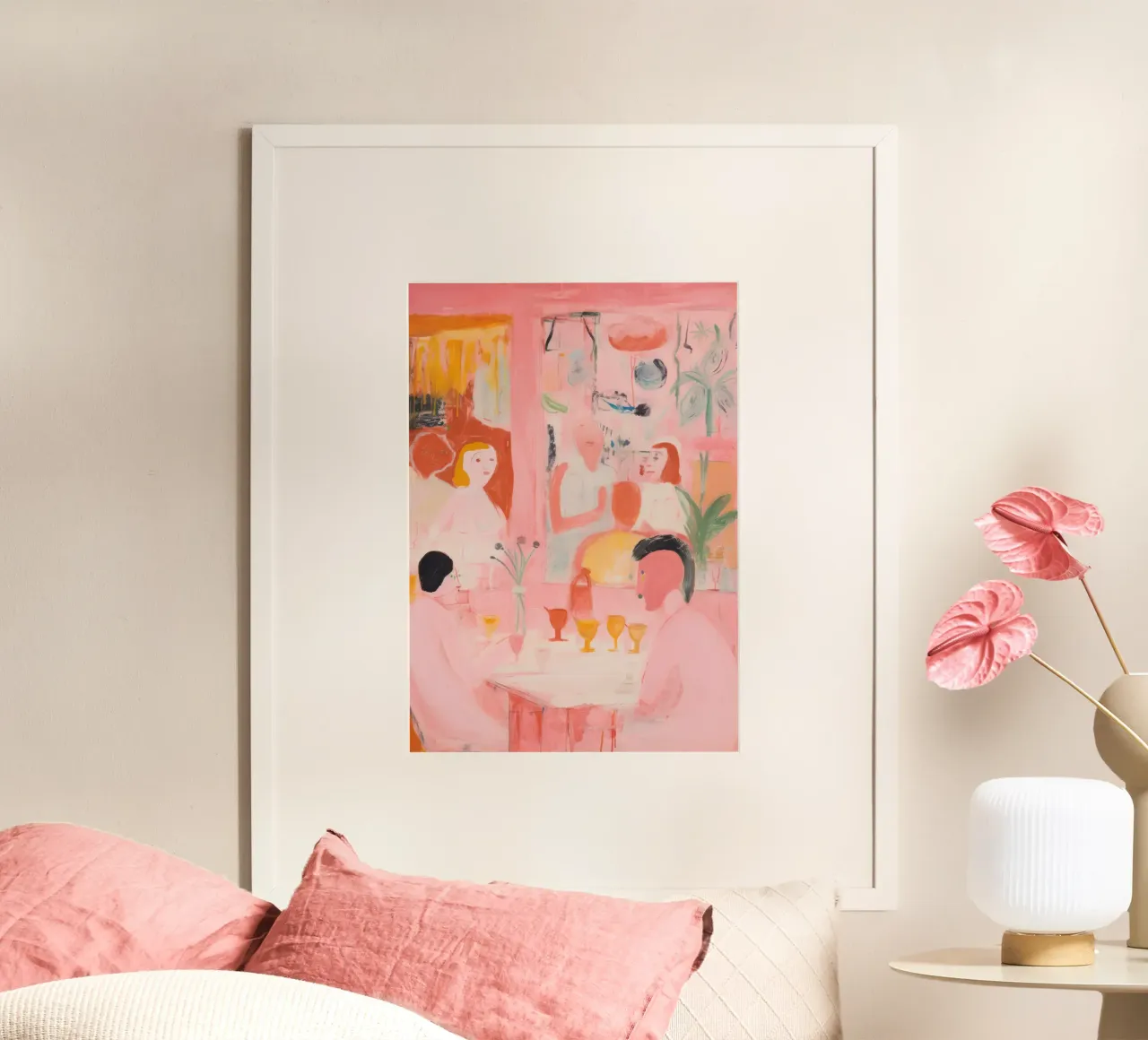 Abstrakte farbenfrohe Wandkunst, Abstrakte Frau Druck, Rosa Kunst Poster von Boheme