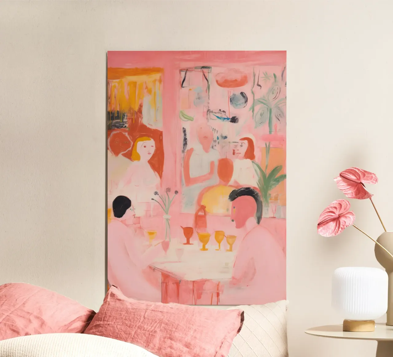 Abstrakte farbenfrohe Wandkunst, Abstrakte Frau Druck, Rosa Kunst Poster von Boheme