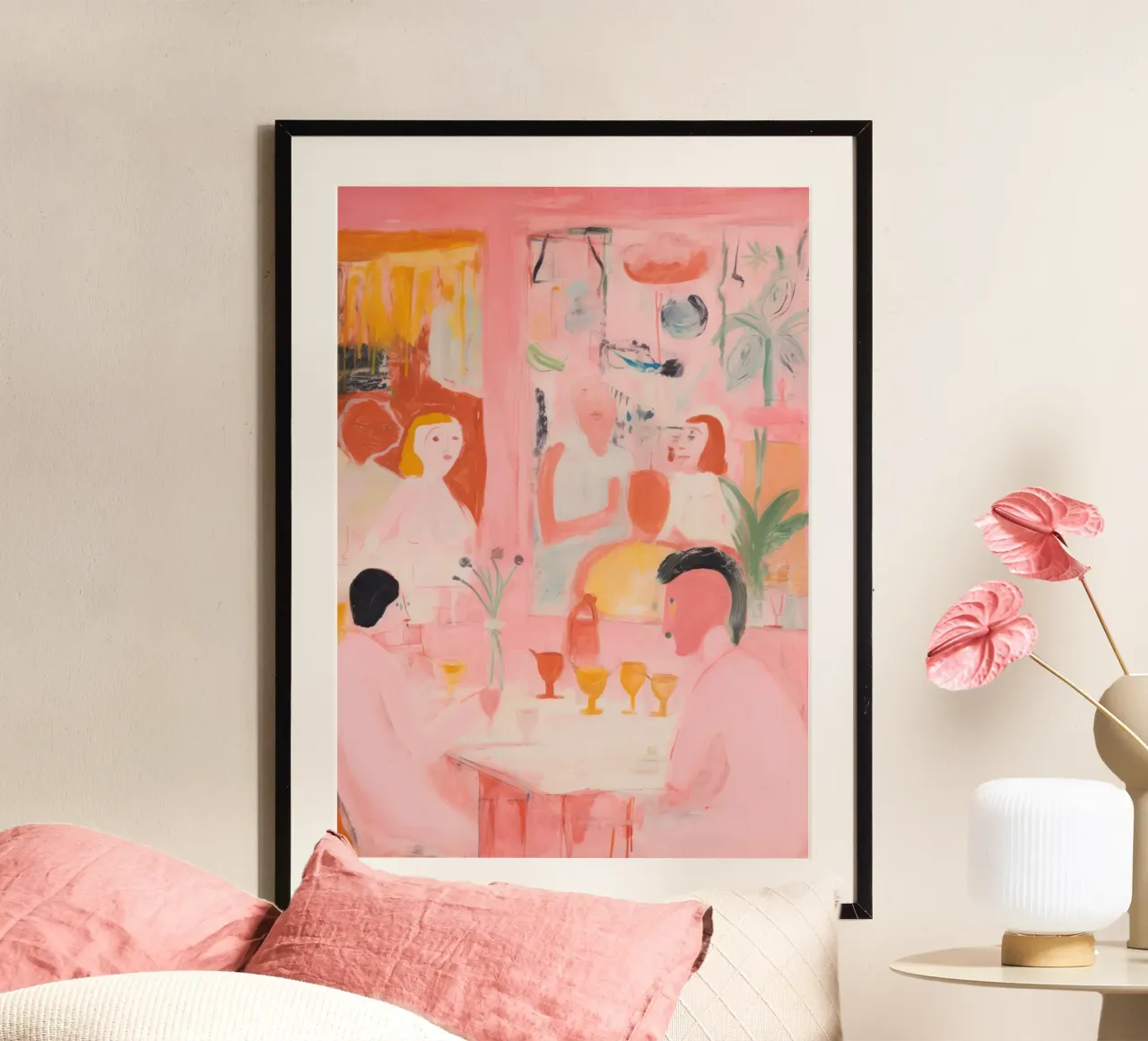 Abstrakte farbenfrohe Wandkunst, Abstrakte Frau Druck, Rosa Kunst Poster von Boheme
