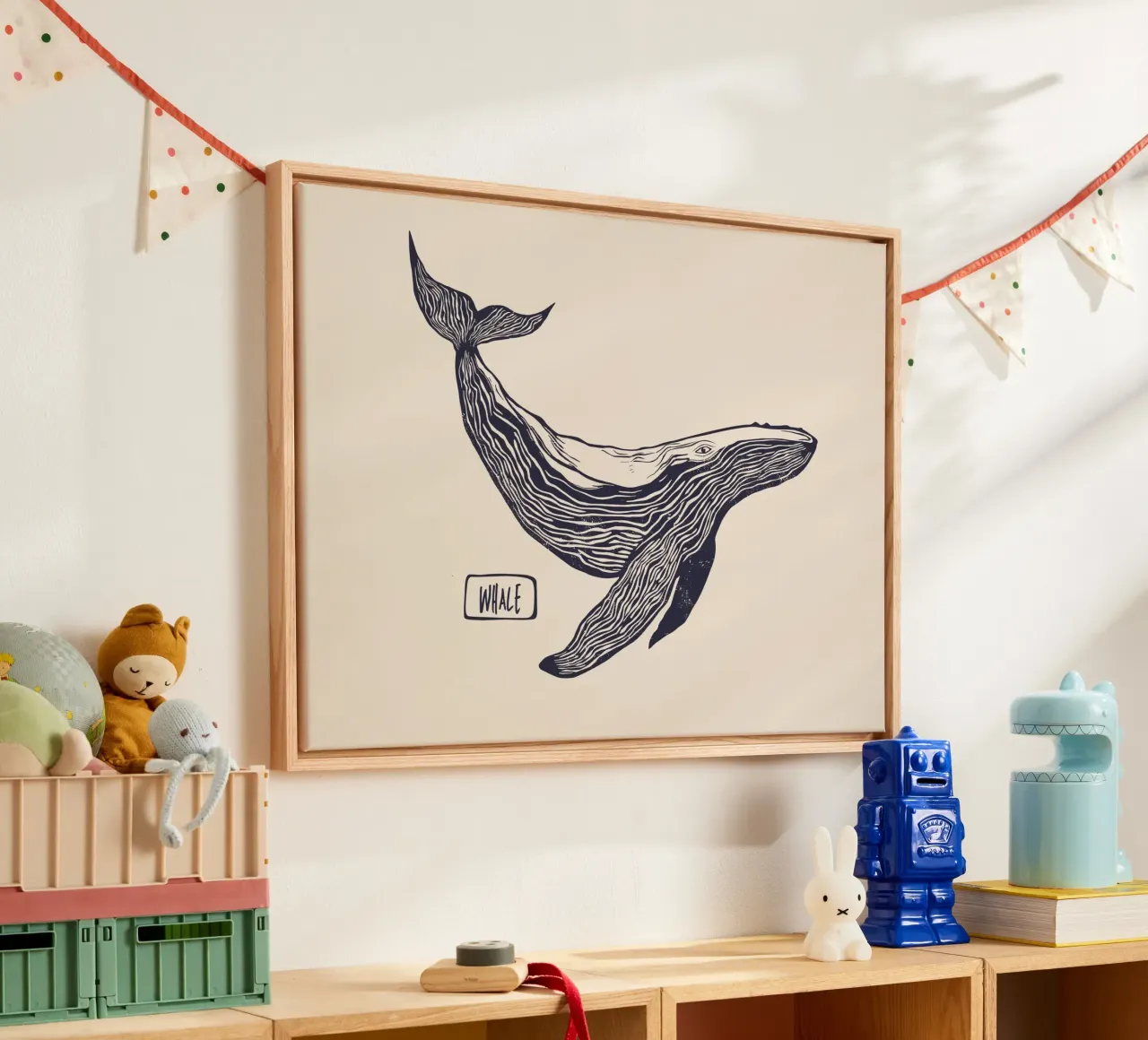 The whale tela con Cornice a cassetta da Indigo Rain