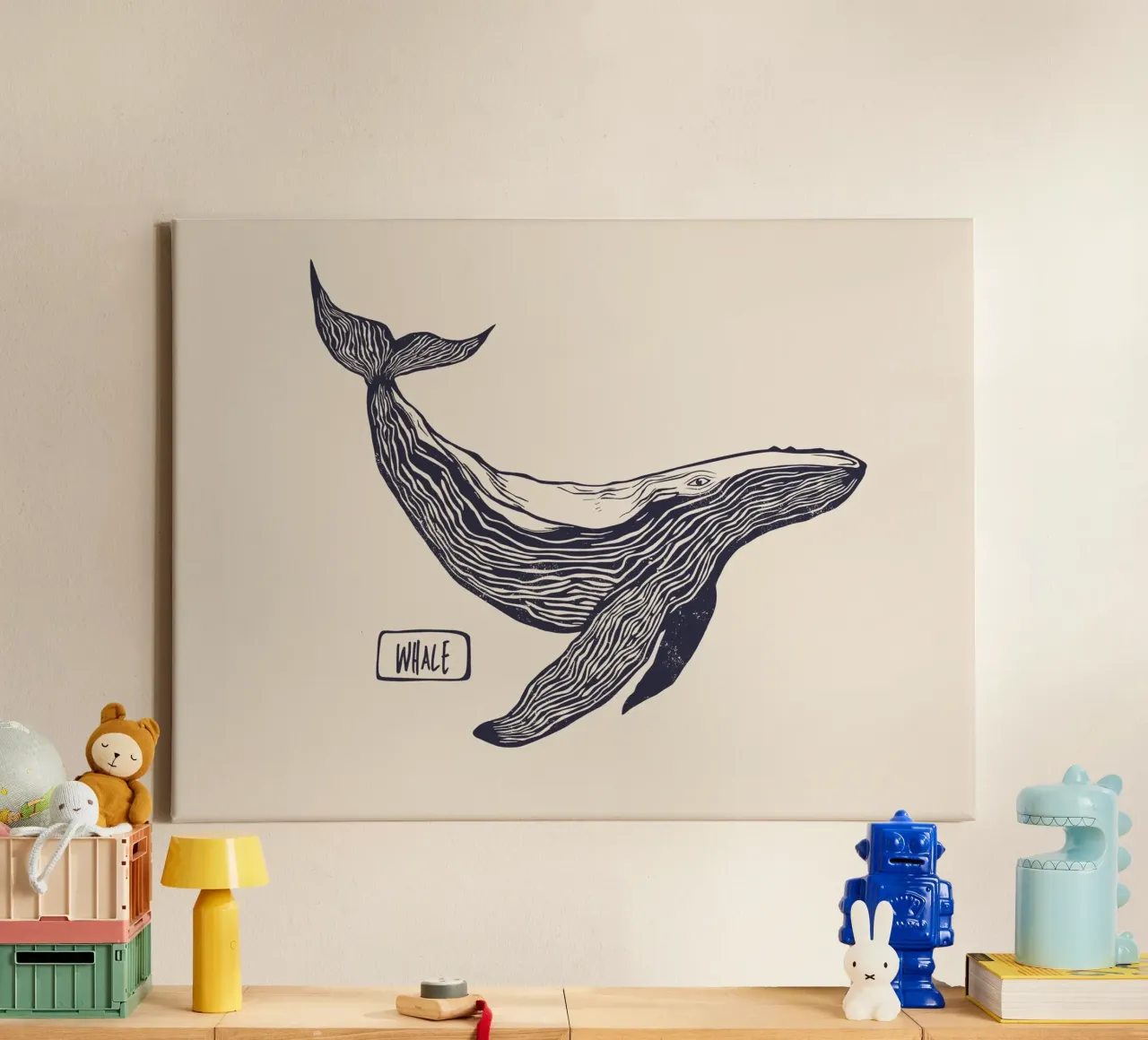 The whale tela con Cornice a cassetta da Indigo Rain