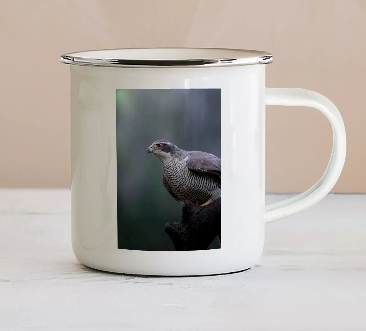 Astore nella foresta tazza in smalto da Tom's Wildlife