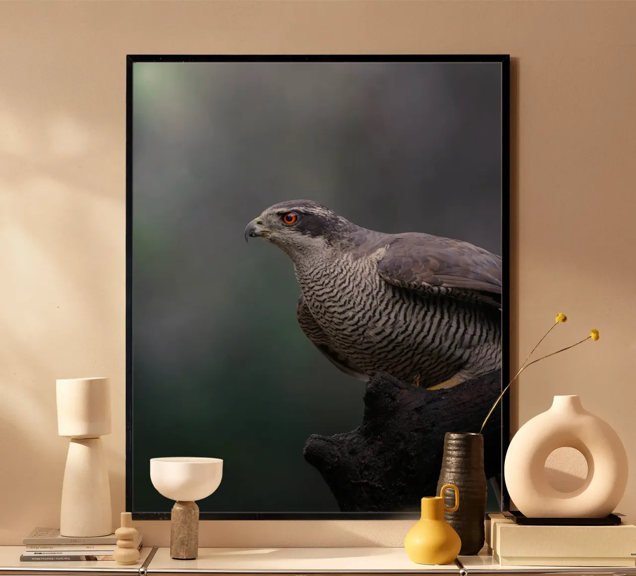 Astore nella foresta poster con telaio in plastica da Tom's Wildlife