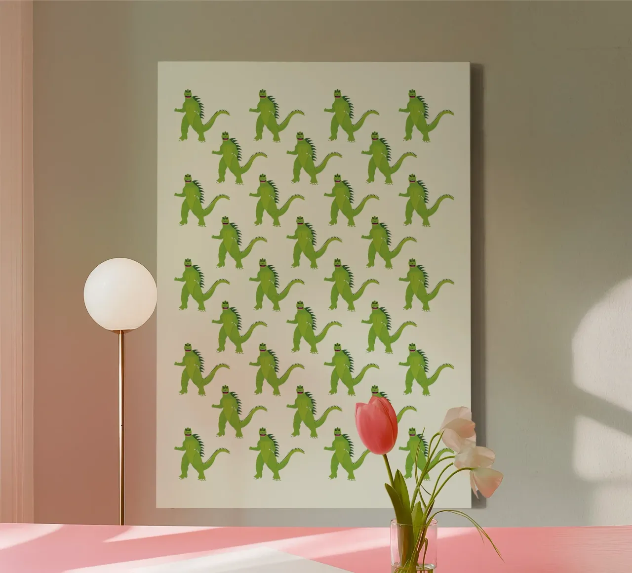 Godzilla Pattern #1 tela con Cornice a cassetta da kathrinmay