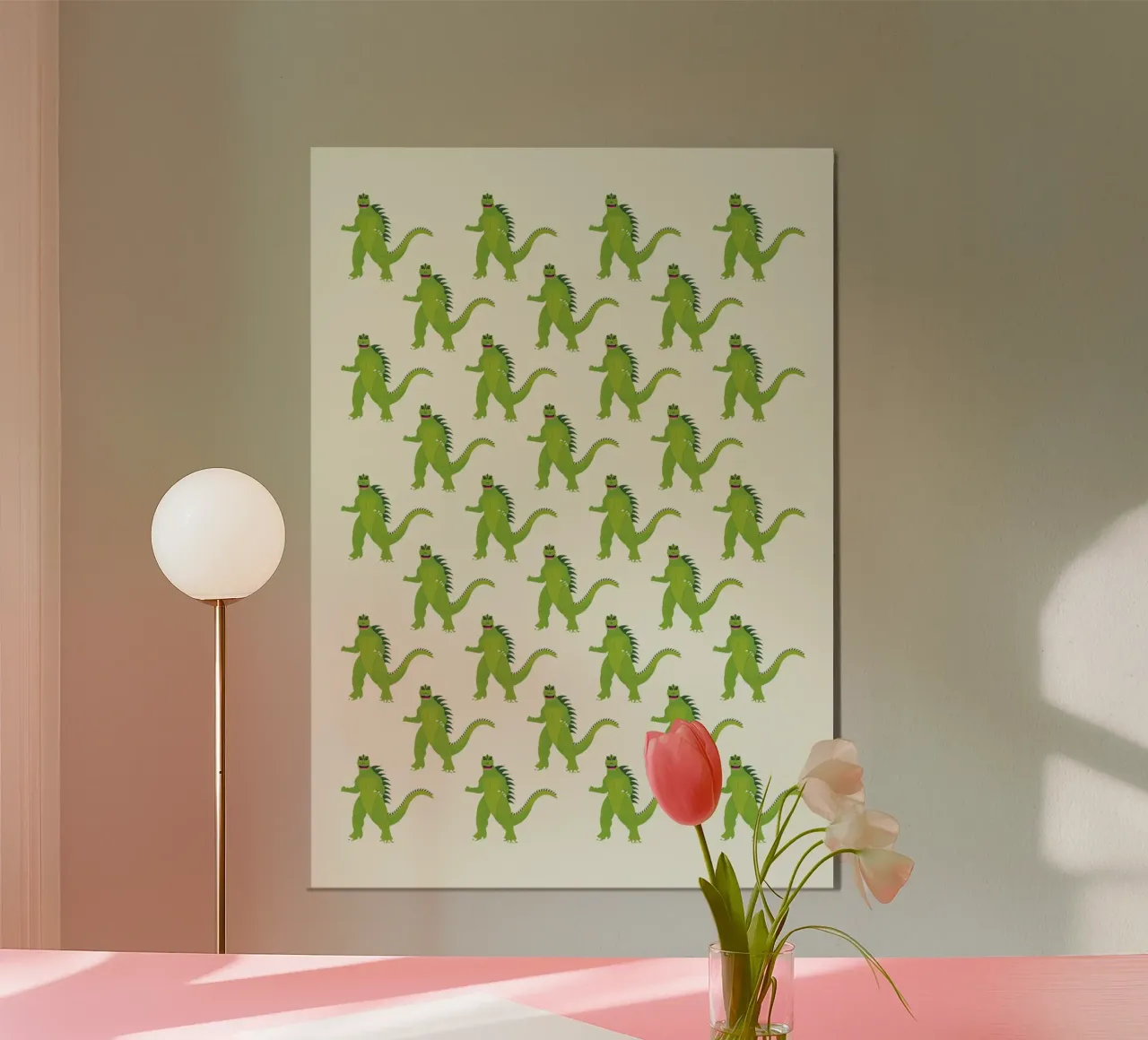 Godzilla Pattern #1 poster con telaio in legno da kathrinmay
