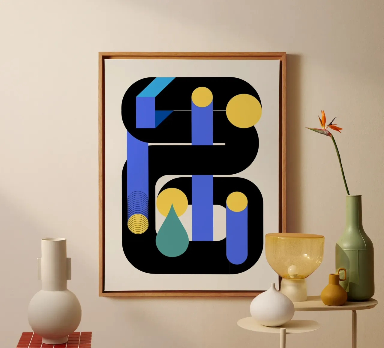 Geometrical build 03 canvas with Floater frame by Little Dean