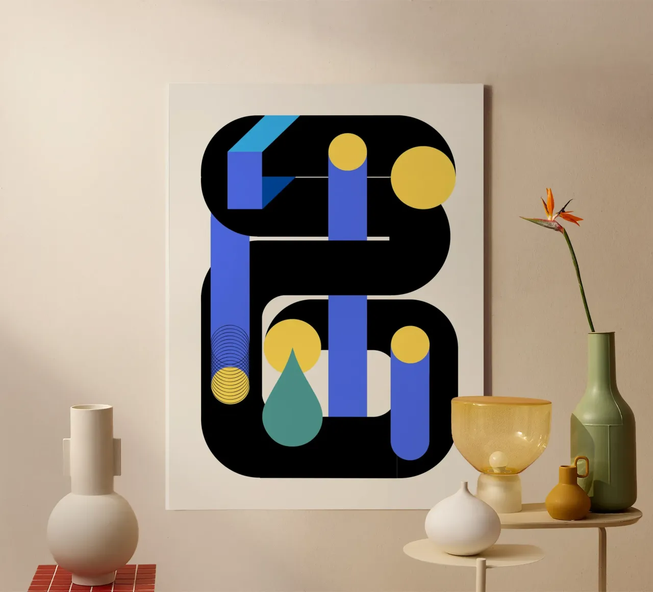Geometrical build 03 canvas with Floater frame by Little Dean