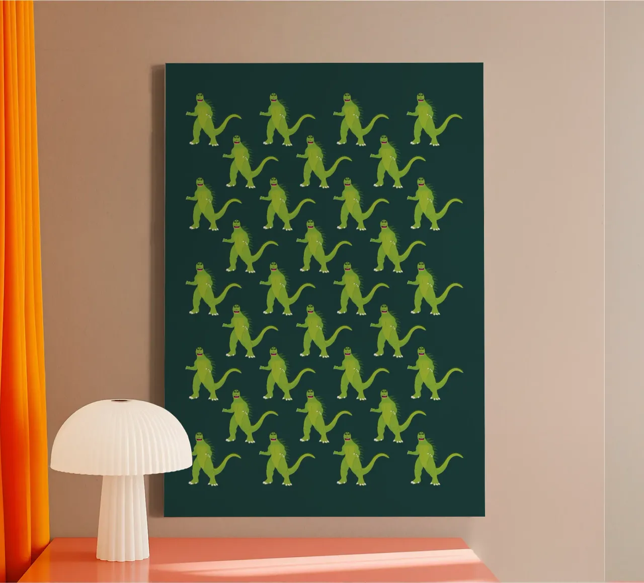 Godzilla Pattern #2 tela con Cornice a cassetta da kathrinmay