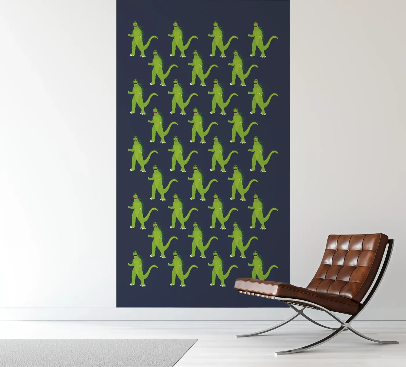 Godzilla Pattern (Green Kaiju on Dark Blue) papier peint photo de kathrinmay