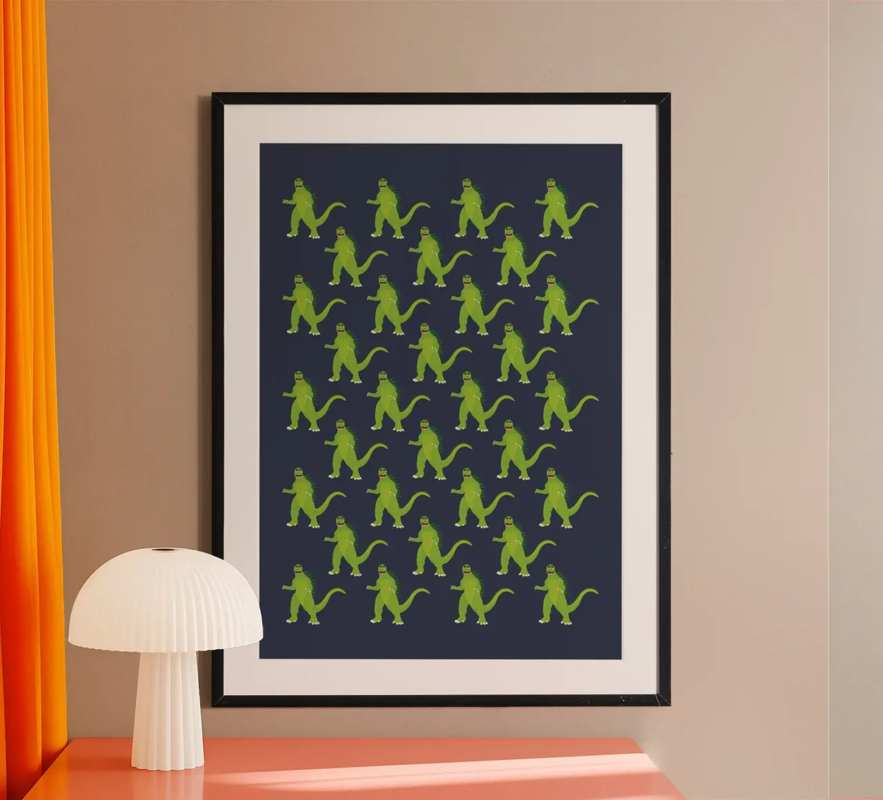 Godzilla Pattern #3 poster con telaio in plastica da kathrinmay