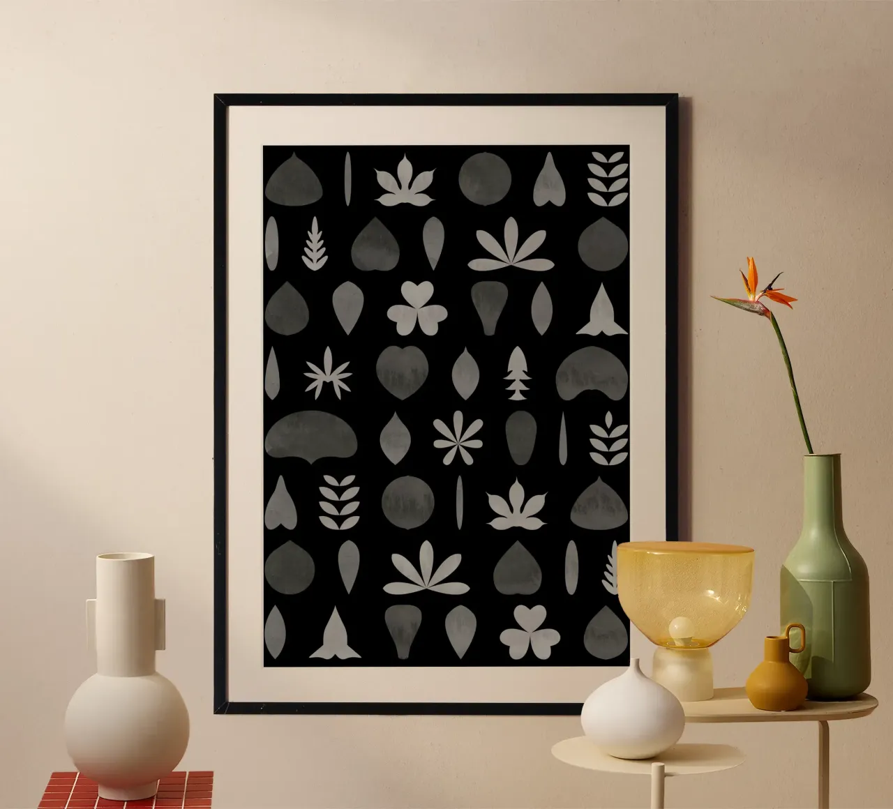 Leaf Shapes and Arrangements #3 poster con telaio in legno da kathrinmay