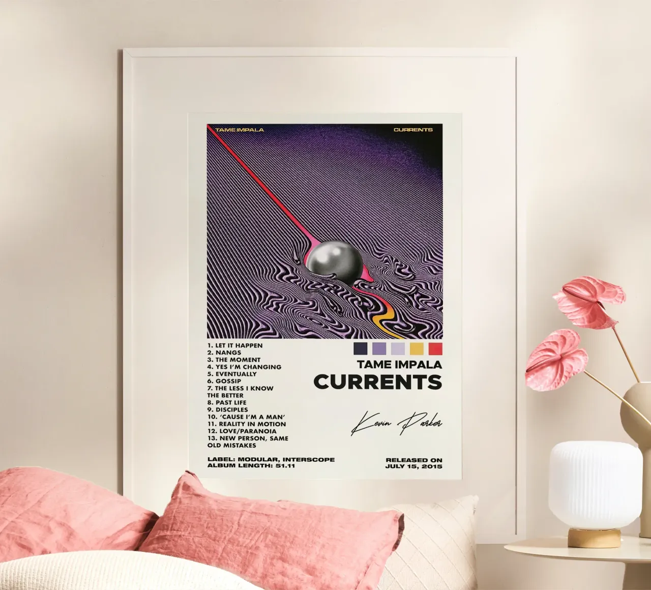 Current Tame Impala Kevin Parker poster con telaio in alluminio da Roronoa7