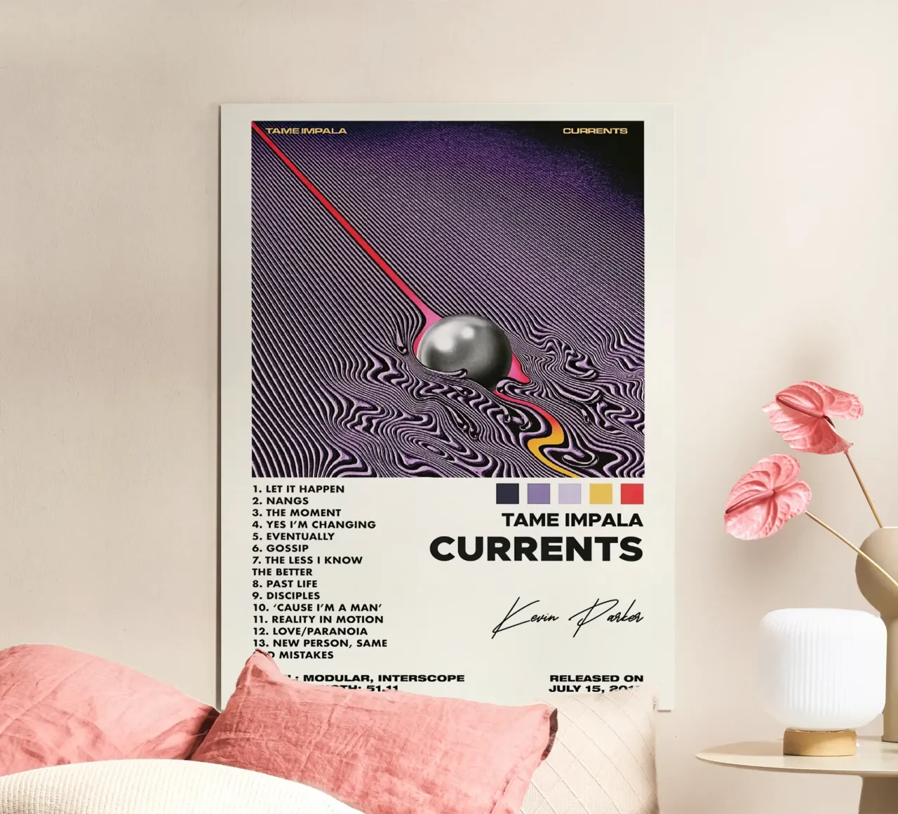 Current Tame Impala Kevin Parker poster con telaio in alluminio da Roronoa7