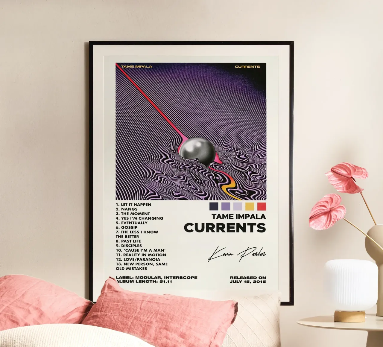 Current Tame Impala Kevin Parker poster con telaio in alluminio da Roronoa7