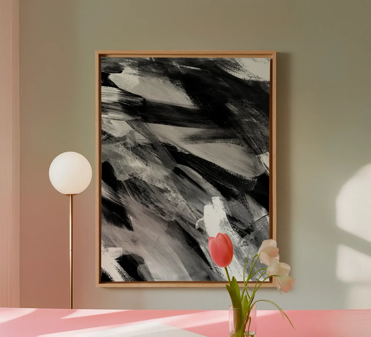 Abstract Artwork Greyscale #1 tela con Cornice a cassetta da kathrinmay