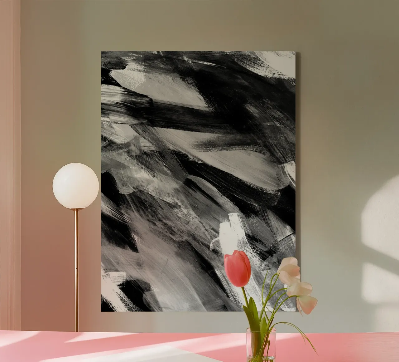 Abstract Artwork Greyscale #1 tela con Cornice a cassetta da kathrinmay