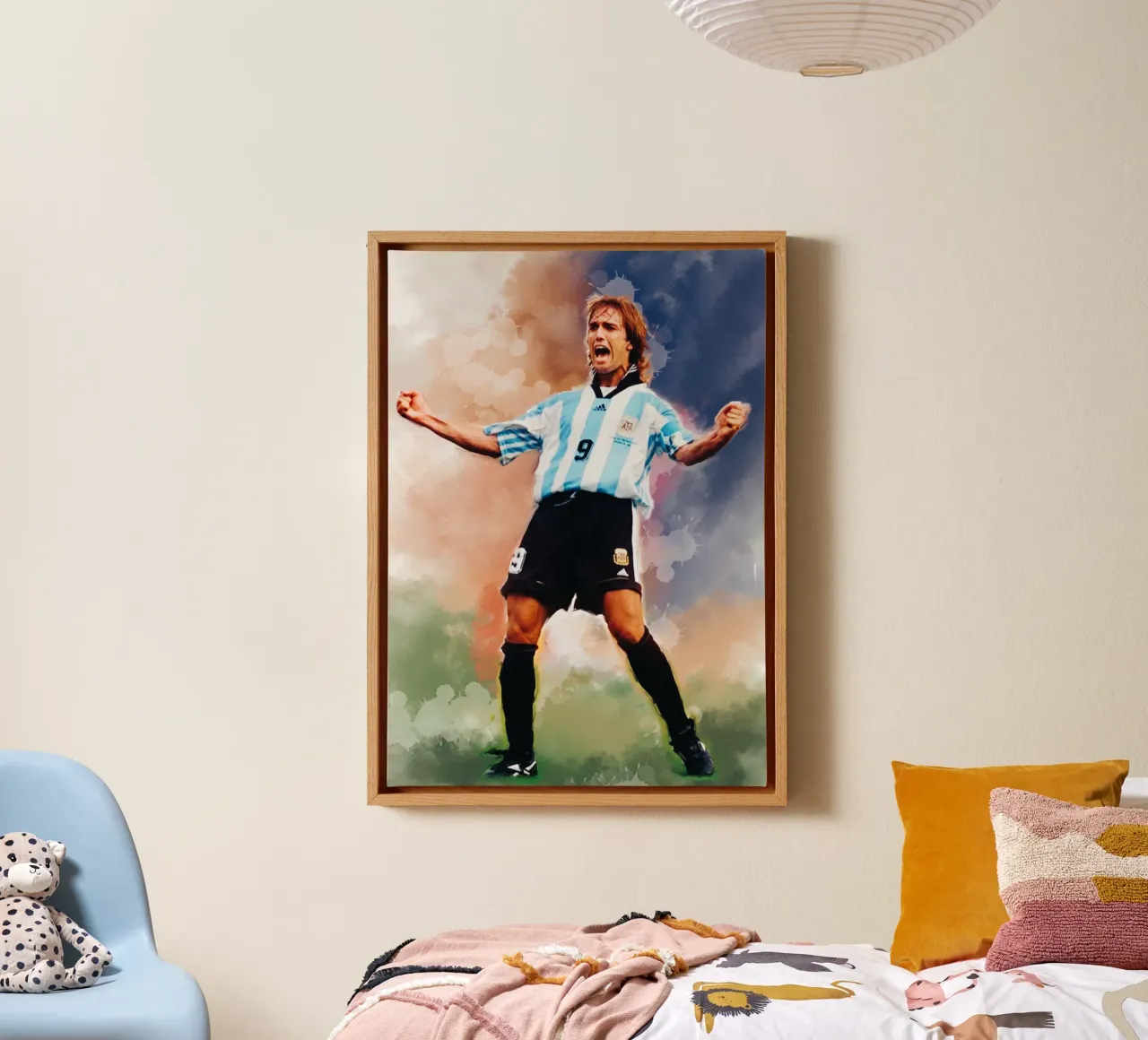 Gabriel Batistuta viering canvas met Baklijst van Lembayung art