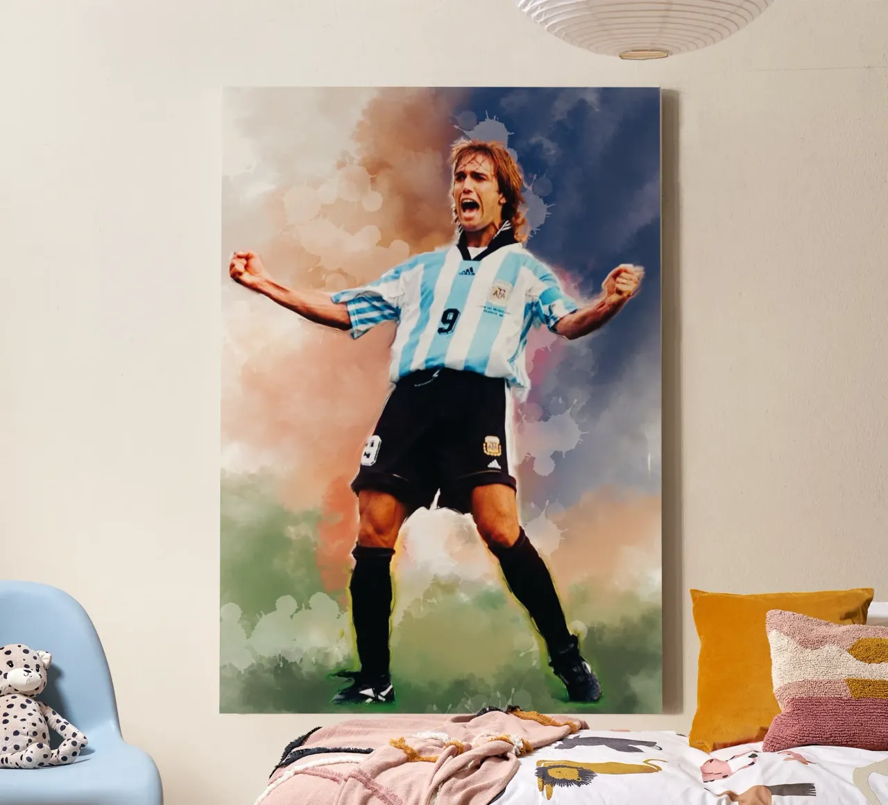 Gabriel Batistuta viering canvas met Baklijst van Lembayung art