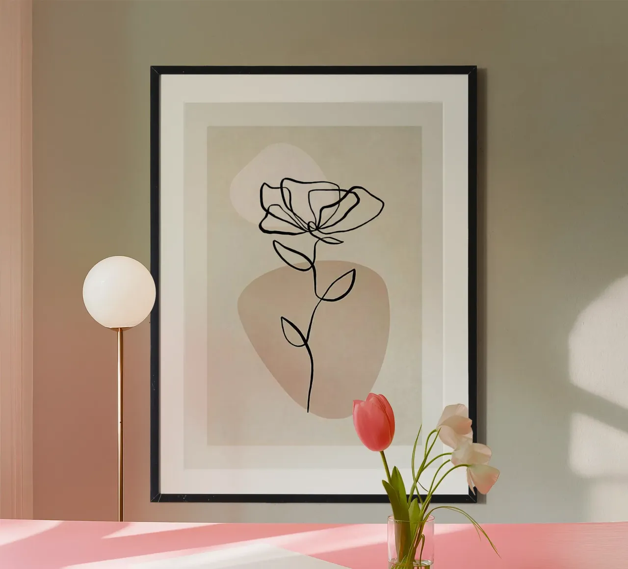 curve line rose poster da throme