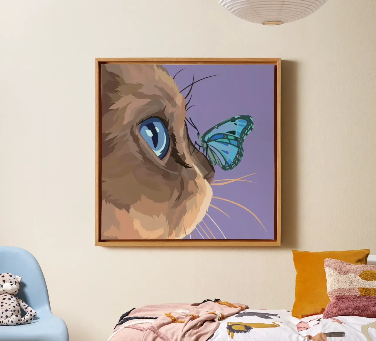 posture cat and butterfly tela con Cornice a cassetta da chaodays